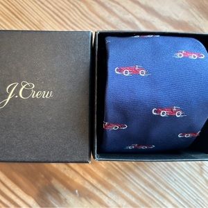 Silk Tie J Crew - men - new dark blue with red race car design